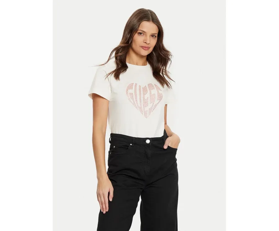 obrazek 1 Guess T-Shirt V5RI08 J1314 Écru Slim Fit