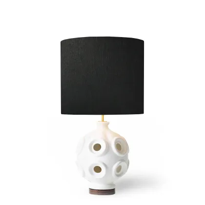 Zdjęcie Ceramiczna lampa stołowa z drewnianą podstawą H.86xL.46xP.46 cm