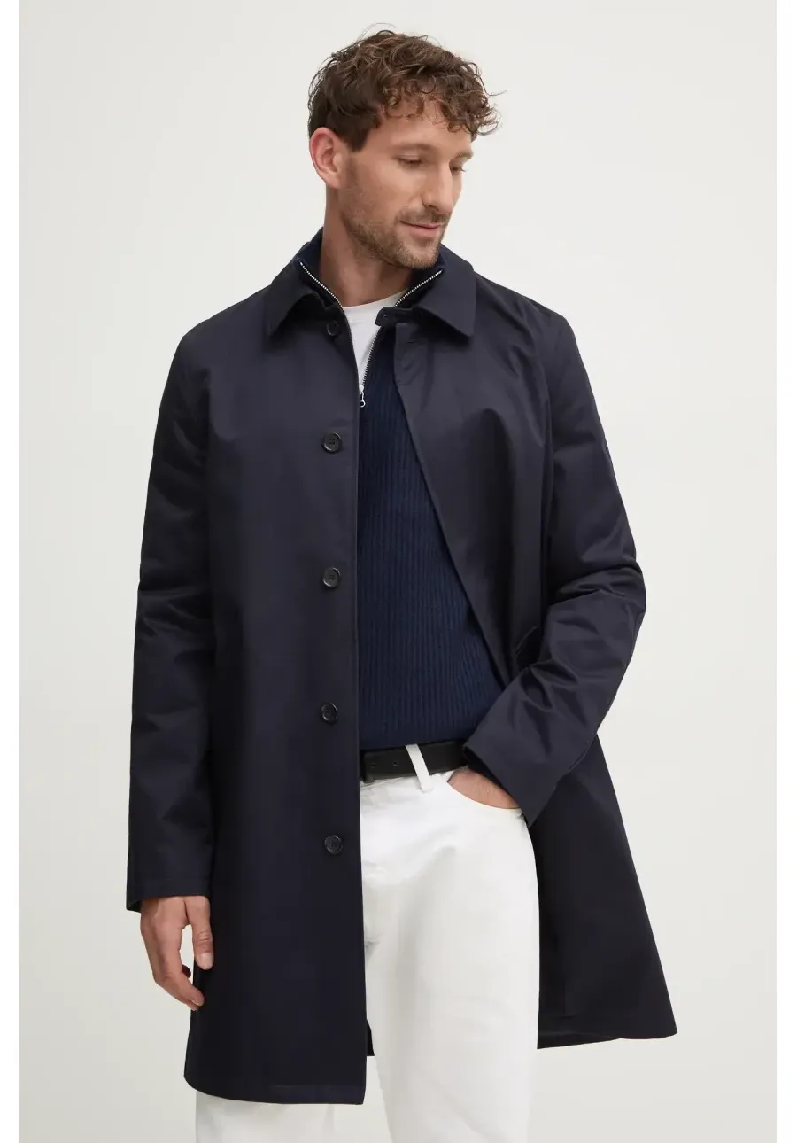 obrazek 1 A.P.C. płaszcz bawełniany mac ville kolor granatowy przejściowy COZBA.H01103