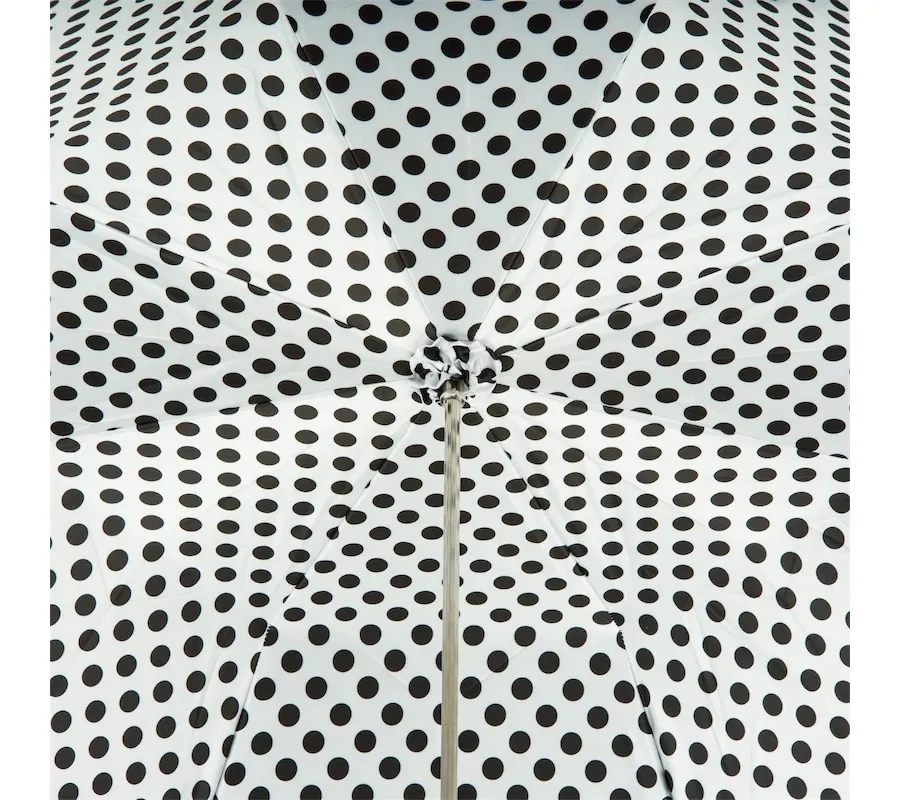 obrazek 5 Stylowy czarno biały parasol damski w czarne kropki zdobiony motywem ust – Pasotti