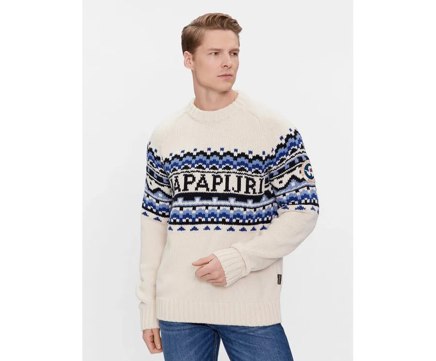 obrazek 1 Napapijri Sweter NP0A4HHJ Écru Regular Fit