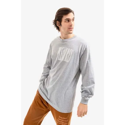 Zdjęcie PLEASURES longsleeve Stretch Long męski kolor szary z nadrukiem P21W043-GREY P21W043-GREY