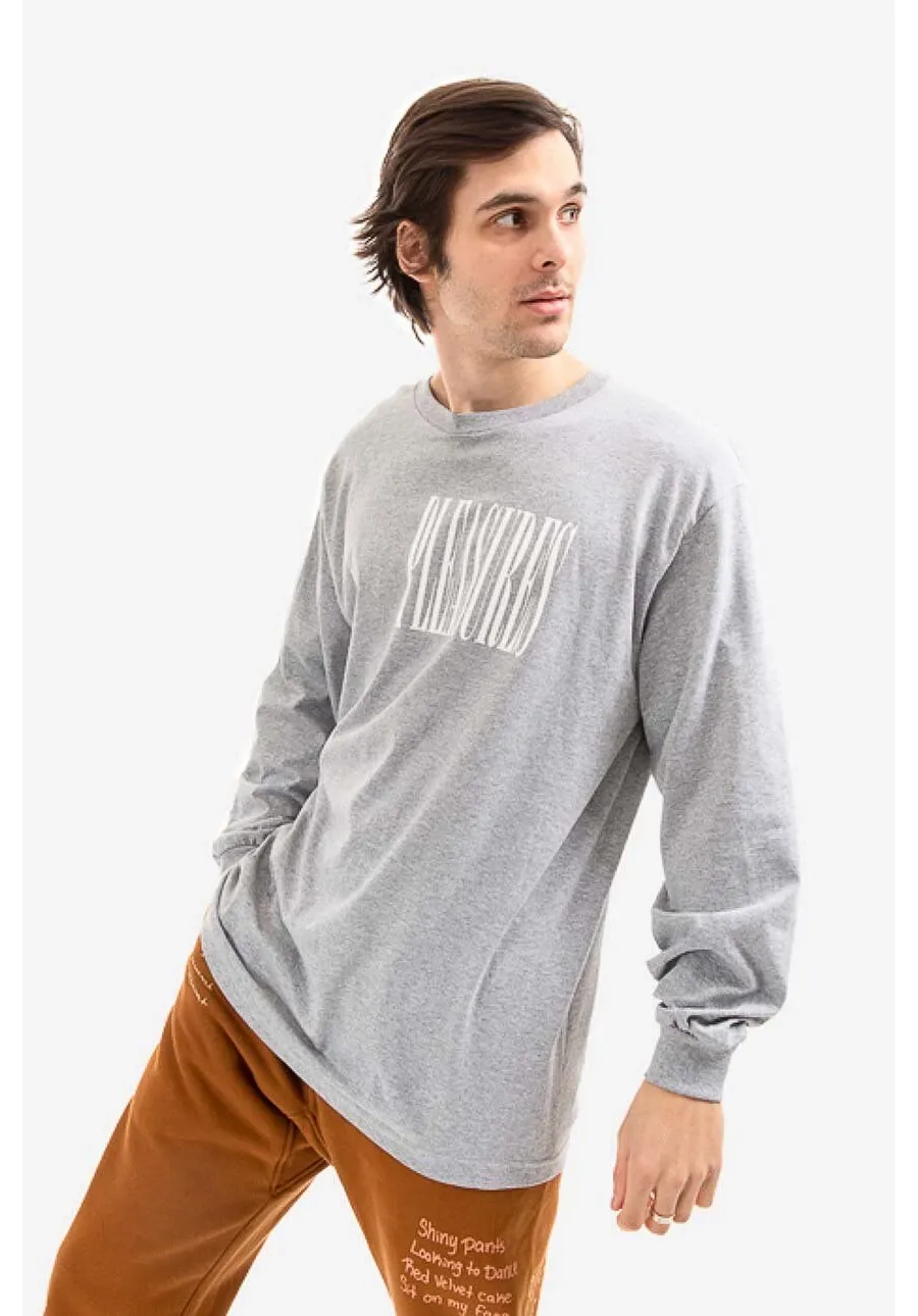 obrazek 1 PLEASURES longsleeve Stretch Long męski kolor szary z nadrukiem P21W043-GREY P21W043-GREY