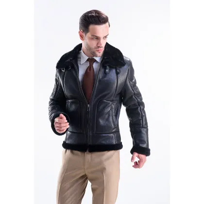 Picture Men's short jacket made of natural merino lamb fur - A&A Vesa