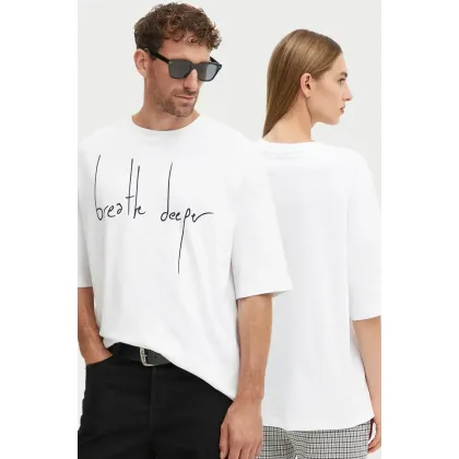 Zdjęcie A.P.C. t-shirt bawełniany t-shirt journey kolor biały wzorzysty COHFM.M26440
