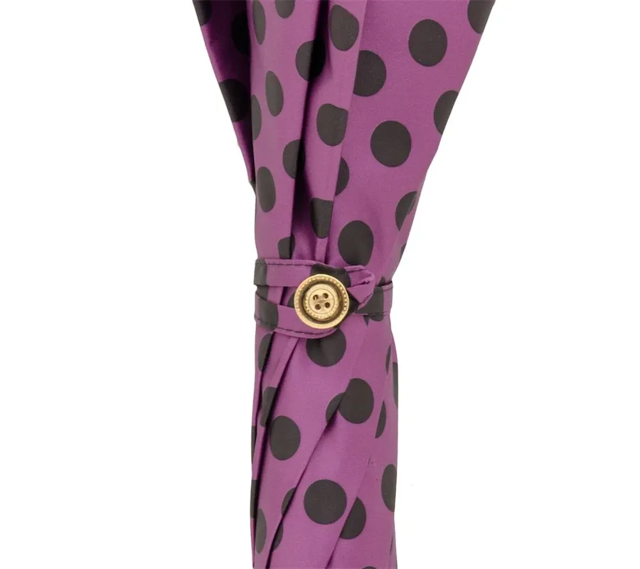 obrazek 4 Stylowy purpurowy parasol damski w czarne kropki - Pasotti