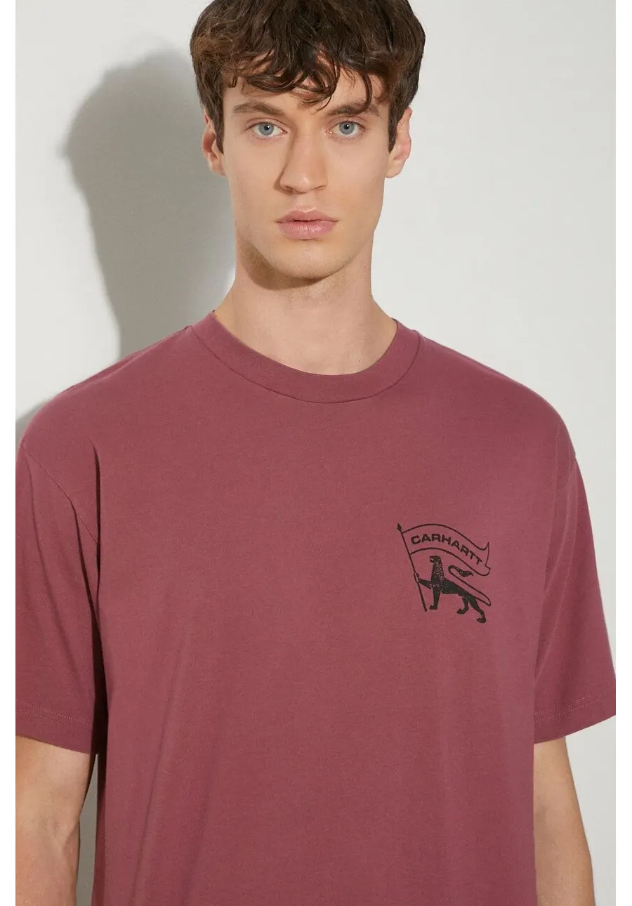 obrazek 1 Carhartt WIP t-shirt bawełniany Stamp męski kolor różowy z nadrukiem I033670.2B006