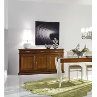 Zdjęcie Stylowy kredens z 3 drzwiami i 3 szufladami w komplecie z 2 półkami - Zanini