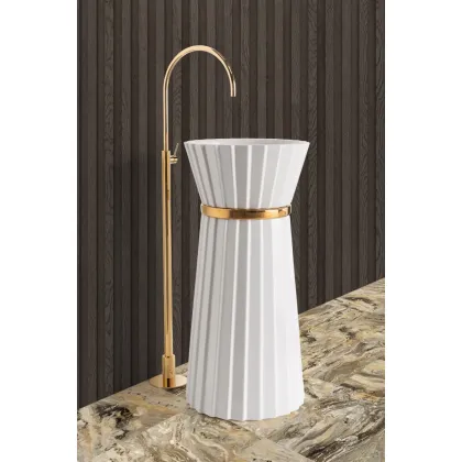 Zdjęcie Włoska ceramiczna umywalka kolumnowa Plisse