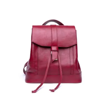 Zdjęcie Włoski skórzany plecak w kolorze czerwonym - Ikunico