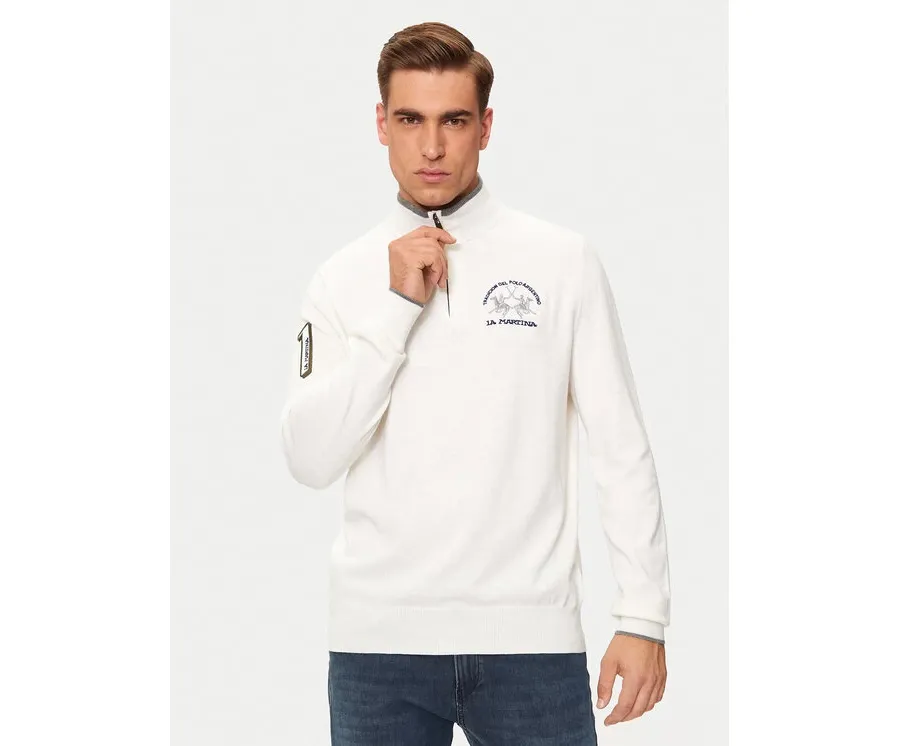 obrazek 1 La Martina Sweter ZMS314 YW120 Écru Regular Fit