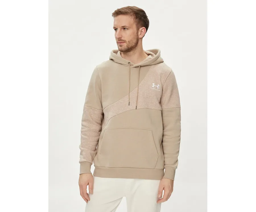obrazek 1 Under Armour Bluza techniczna Ua Essential Flc Blocked Hd 1383070-299 Khaki Loose Fit