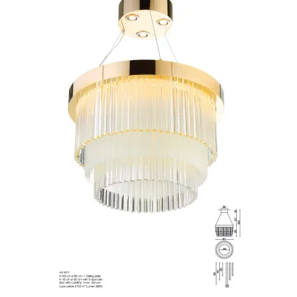 Zdjęcie Żyrandol LED z metalowym pierścieniem z dwukolorowymi wisiorkami ze szkła Murano - Il Paralume Marina