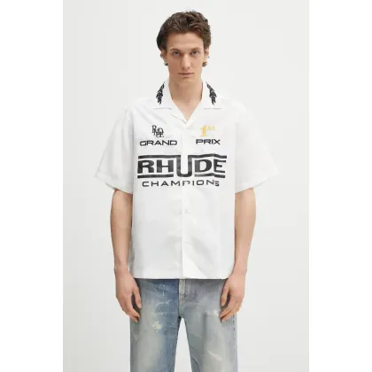 Zdjęcie RHUDE koszula Champions Snap męska kolor biały relaxed z kołnierzykiem klasycznym RHPS25SR01005
