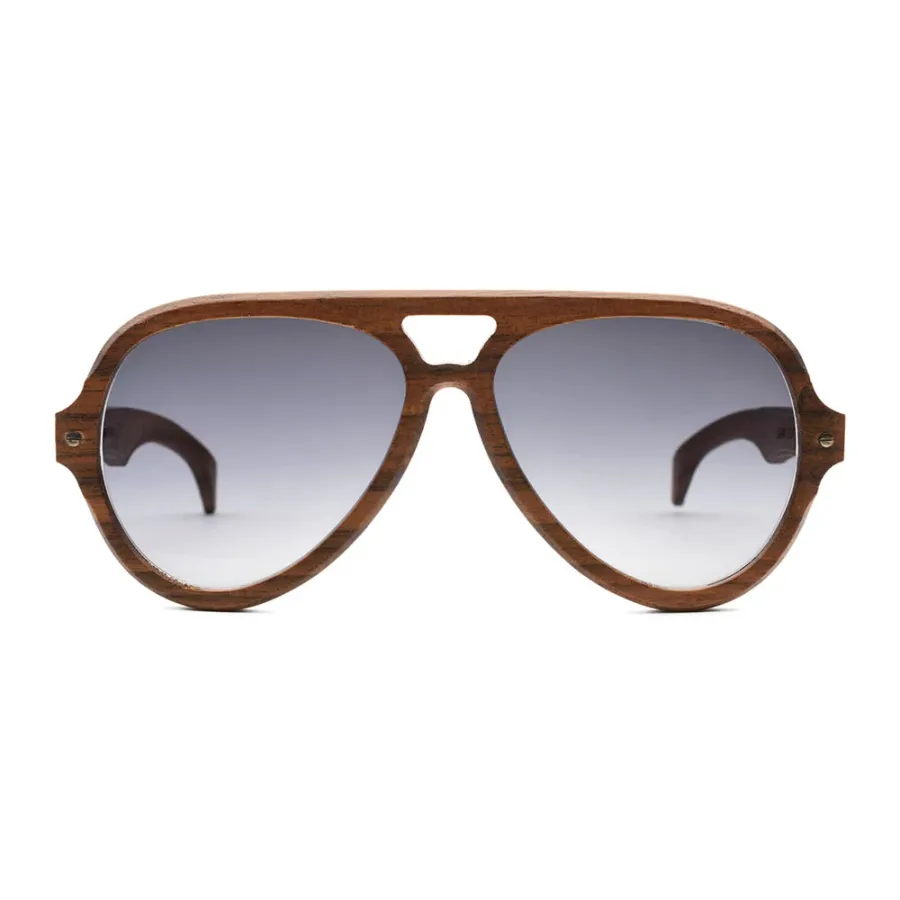 obrazek 2 Orzechowe, ciemne okulary - pilotki dla niej - Legno Light