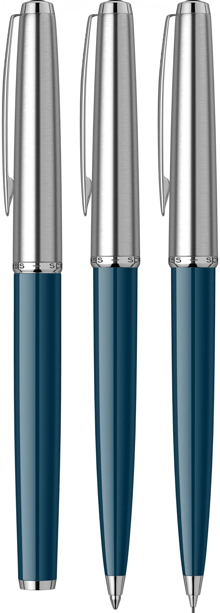 obrazek 4 Zestaw Pióro Wieczne - Długopis - Ołówek Mechaniczny 0.7mm - kolor granatowy