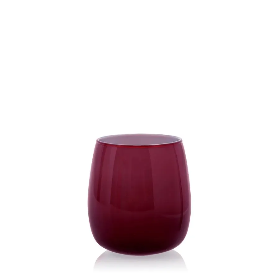 obrazek 1 Włoski komplet 6 burgundowych szklanek ze szkła opalowego (9,5 cm)