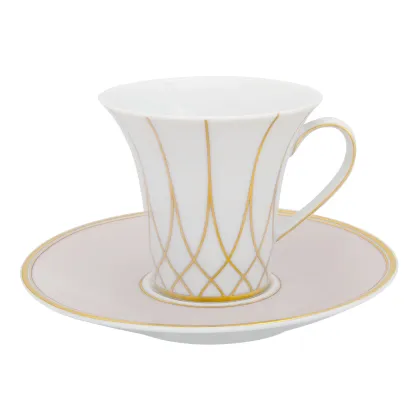 Picture Terrace porcelain coffee cup and saucer from a collection richly decorated with gold, with hand-painted details - Vista Alegre