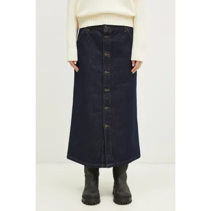 Zdjęcie Carhartt WIP spódnica jeansowa Marvin Skirt kolor niebieski midi prosta I034647.102