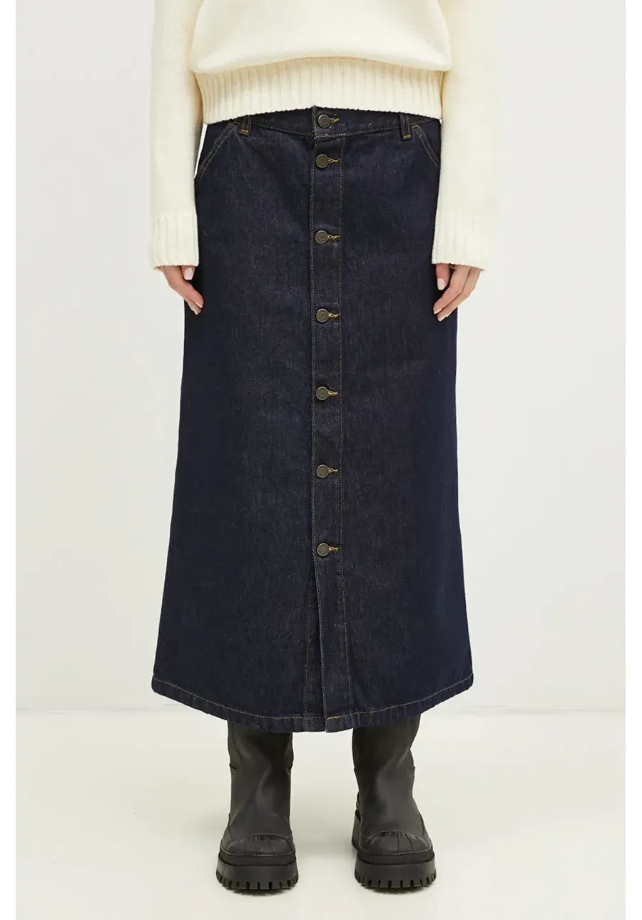 obrazek 1 Carhartt WIP spódnica jeansowa Marvin Skirt kolor niebieski midi prosta I034647.102