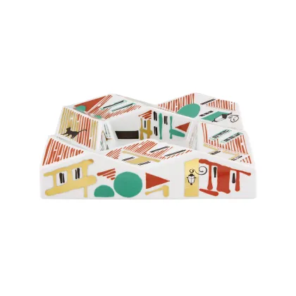Picture Stylish painted square ashtray from the Pessoa - Vista Alegre collection