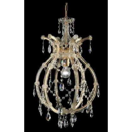 Zdjęcie Wyjątkowy żyrandol z pozłacaną metalową ramą pokrytą szklanymi ramionami i przezroczystymi kryształowymi zawieszkami - Il Paralume Marina
