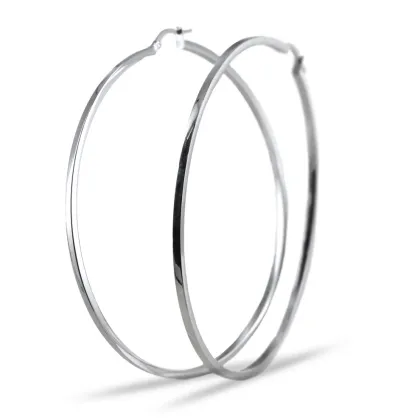 Zdjęcie Duże okrągłe kolczyki z białego złota (70 mm)