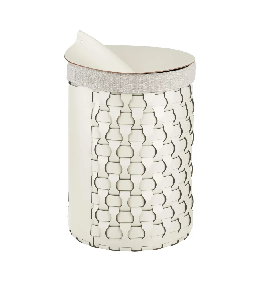 obrazek 2 Biała skórzana pokrywka Ø44 cm do okrągłego kosza