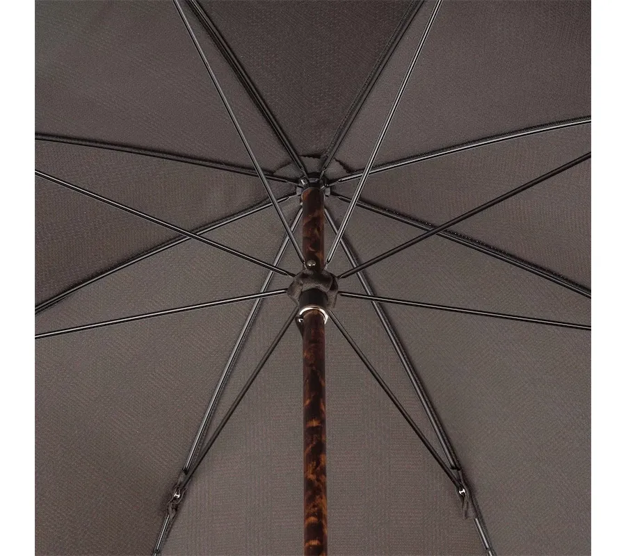 obrazek 7 Stylowy brązowy parasol męski z piękną oryginalną rączką - Pasotti