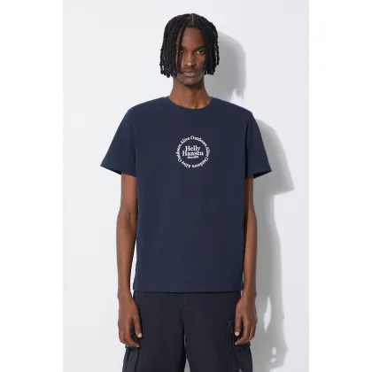 Zdjęcie Helly Hansen t-shirt bawełniany kolor granatowy wzorzysty