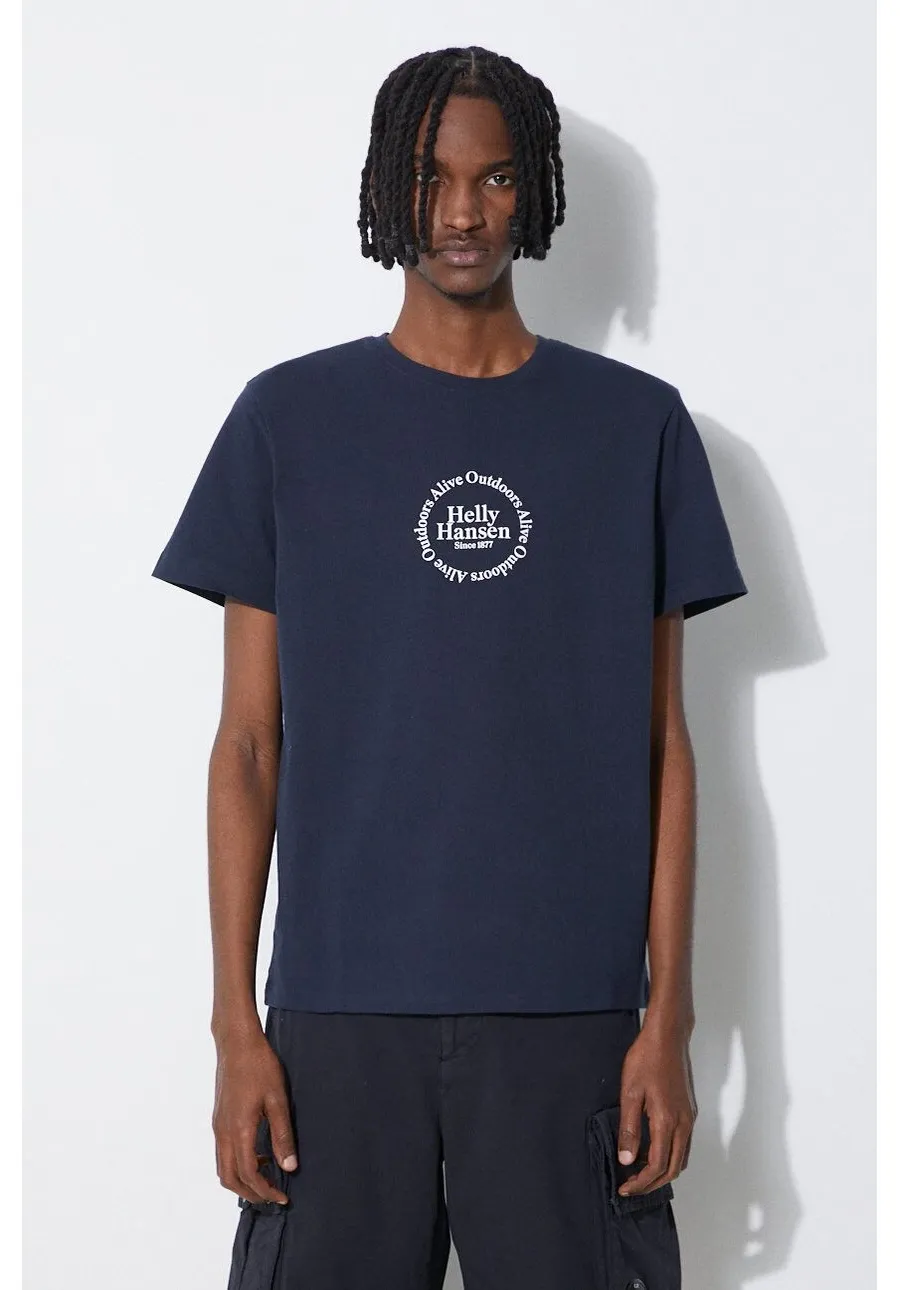 obrazek 1 Helly Hansen t-shirt bawełniany kolor granatowy wzorzysty