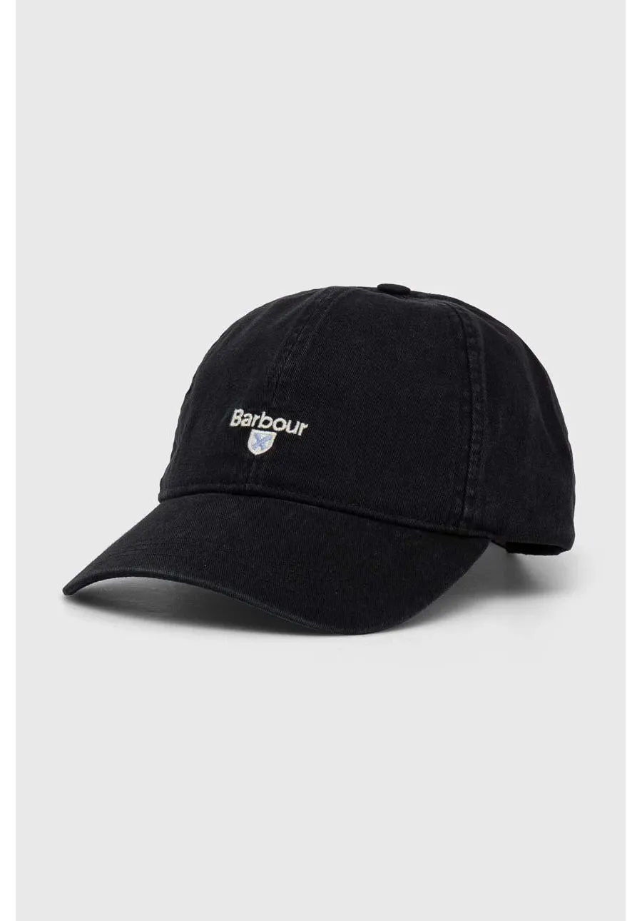 obrazek 1 Barbour czapka z daszkiem bawełniana kolor czarny z aplikacją MHA0274