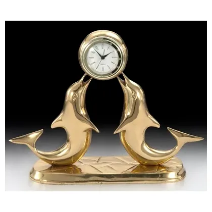Picture Modern bronze clock with dolphins