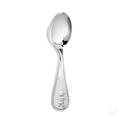 Zdjęcie Platerowana srebrem łyżka dla dziecka zdobiona motywem misia – Zaramella Argenti