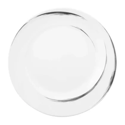 Zdjęcie Okrągły płaski talerz obiadowy 28 cm zdobiony szarym wzorem - Seltmann Weiden