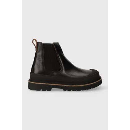 Zdjęcie Birkenstock botki skórzane Prescott Slip On damskie kolor czarny na płaskim obcasie 1025218