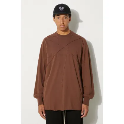Zdjęcie Rick Owens longsleeve bawełniany Jumbo kolor brązowy gładki DU02D2261.RNET1