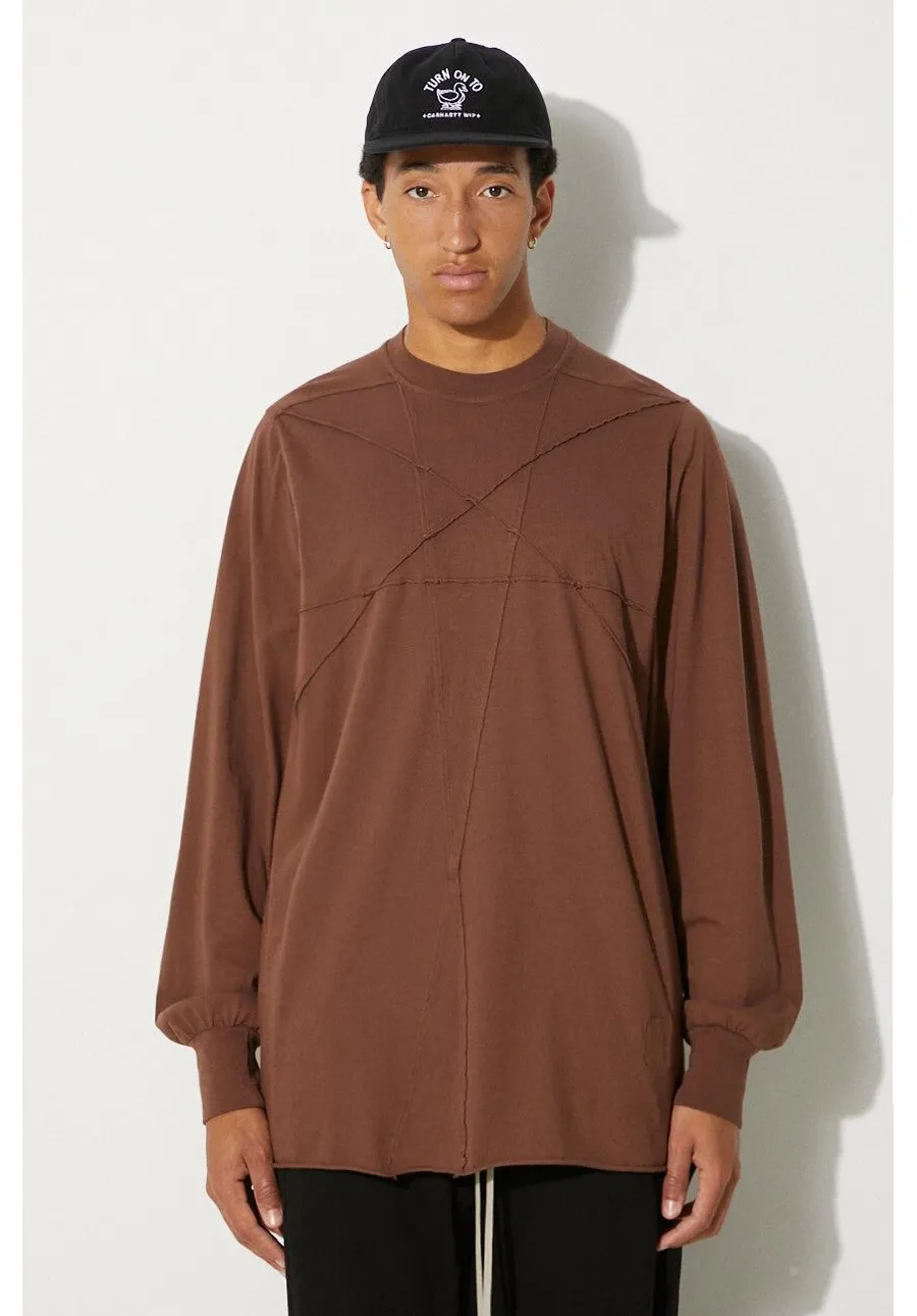obrazek 1 Rick Owens longsleeve bawełniany Jumbo kolor brązowy gładki DU02D2261.RNET1