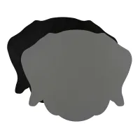 Picture Stylish leather mug pad 12x12 cm in the shape of a dog's head in black and gray