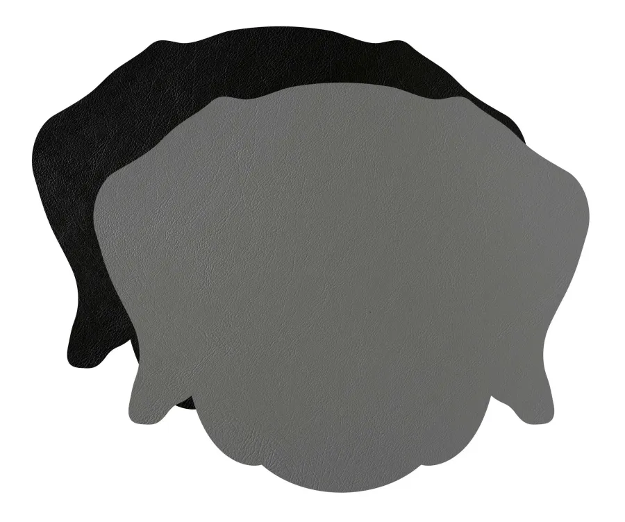 obrazek 1 Stylowa skórzana podkładka pod kubek 12x12 cm w kształcie głowy psa w kolorze czarnym i szarym