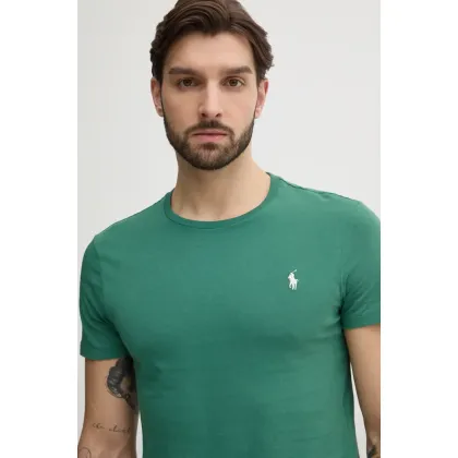 Zdjęcie Polo Ralph Lauren t-shirt bawełniany męski kolor zielony gładki 710671438