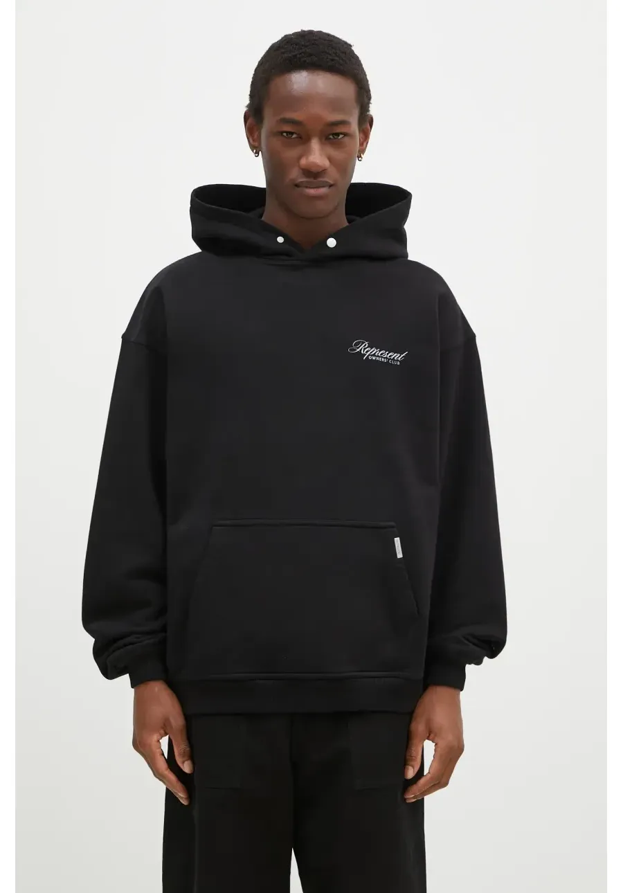 obrazek 1 Represent bluza bawełniana Represent Owners Club Script Hoodie męska kolor czarny z kapturem z nadrukiem OCM41200.001