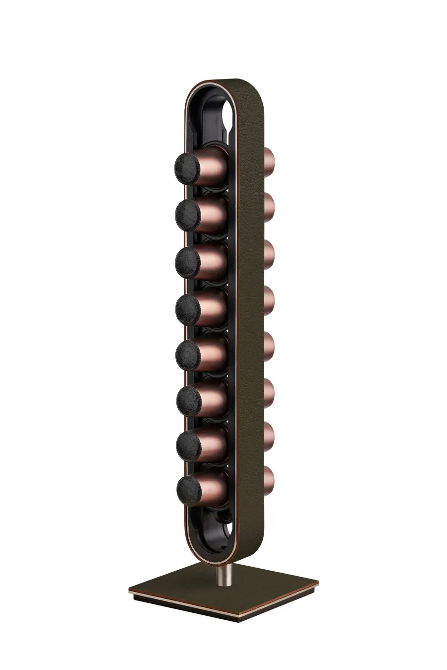 picture 2 Original coffee capsule holder for the kitchen or office, made of olive leather