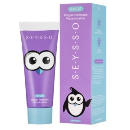 Zdjęcie SEYSSO Kids Penguin Malinowa 0-6 l - pasta do zębów 75 ml 75 ml Seysso