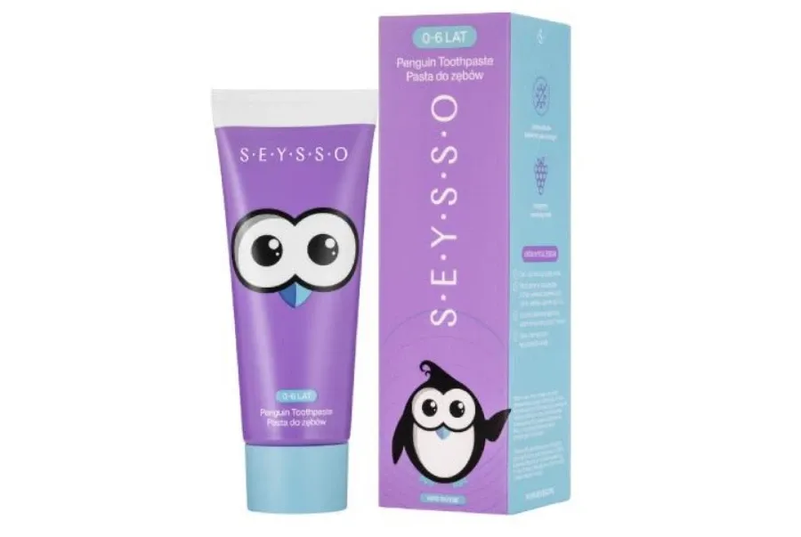 obrazek 1 SEYSSO Kids Penguin Malinowa 0-6 l - pasta do zębów 75 ml 75 ml Seysso