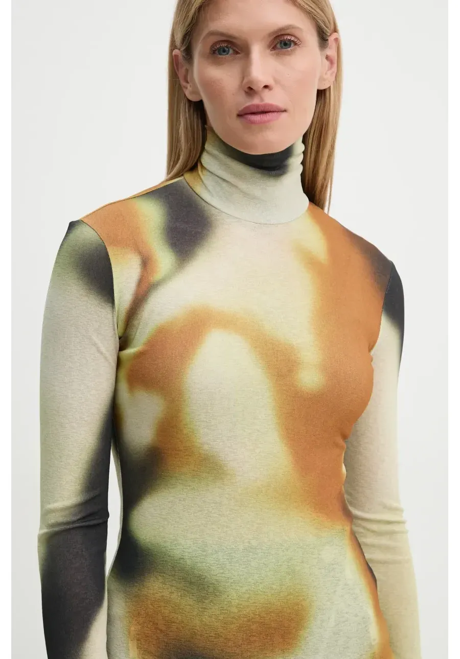 obrazek 1 Nanushka longsleeve HARRI damskie kolor zielony z golfem NW24FWTP33076