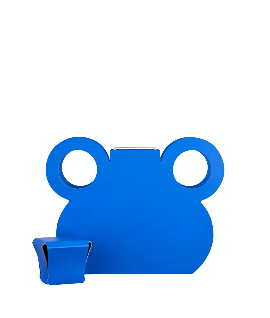 obrazek 2 Wyjątkowy wazon Otto 9x42xH38 cm ze skóry w kolorze błękitu Majorelle