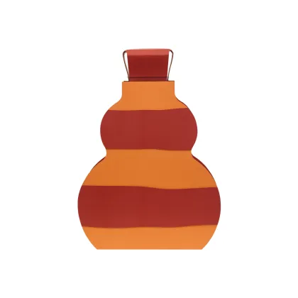 Zdjęcie Niepowtarzalny skórzany wazon Otto 9x33xH45 cm w poziome pasy w kolorze koniakowym i bordowym