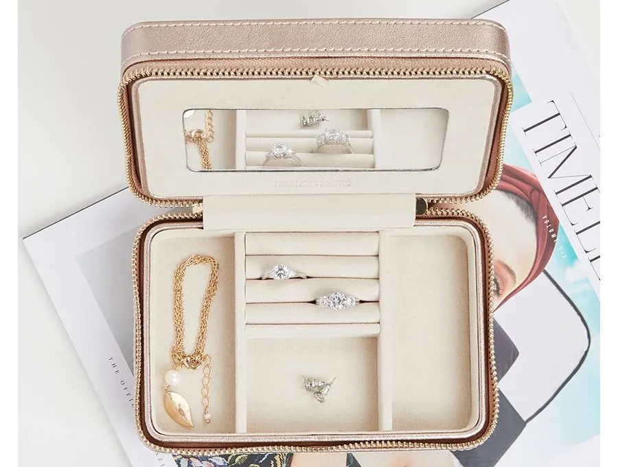 obrazek 4 Elegancka szkatułka podróżna na biżuterię Palermo Rose Gold