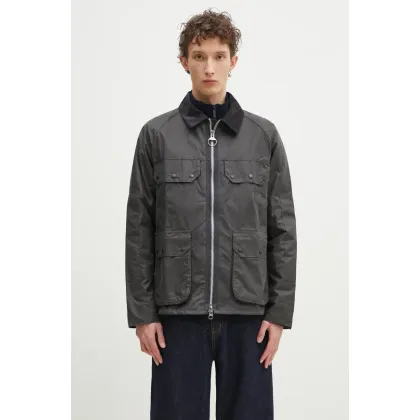 Zdjęcie Barbour kurtka Barbour Re-Engineered Short Bedale Wax Jacket kolor szary przejściowa MWX2446